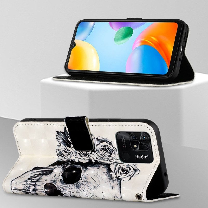 Folio Cover Xiaomi Redmi 10C Teschio Con Cinturino