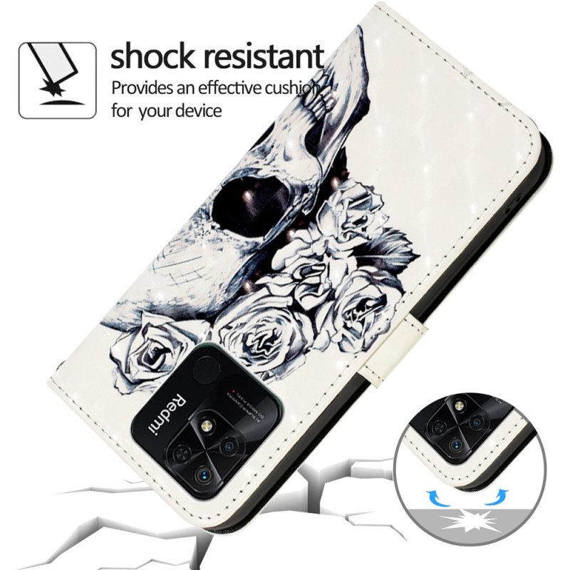Folio Cover Xiaomi Redmi 10C Teschio Con Cinturino