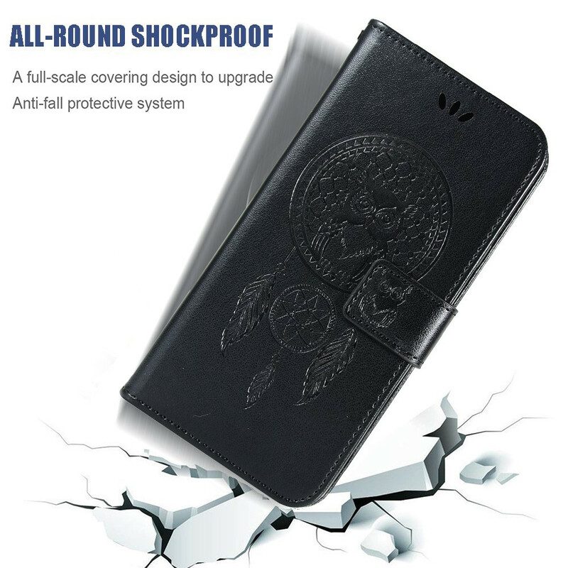 Custodia in pelle Vivo Y20s Gufo Acchiappasogni Effetto Pelle