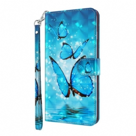 Custodia in pelle Xiaomi Redmi 9T Farfalle Blu Volanti