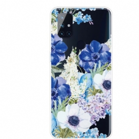Cover OnePlus Nord N10 Fiori Blu Dell'acquerello Senza Soluzione Di Continuità