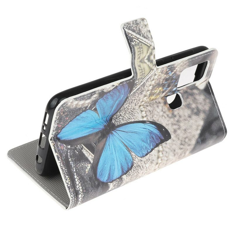 Custodia in pelle OnePlus Nord N10 Farfalla Blu