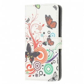 Custodia in pelle OnePlus Nord N10 Farfalle E Fiori