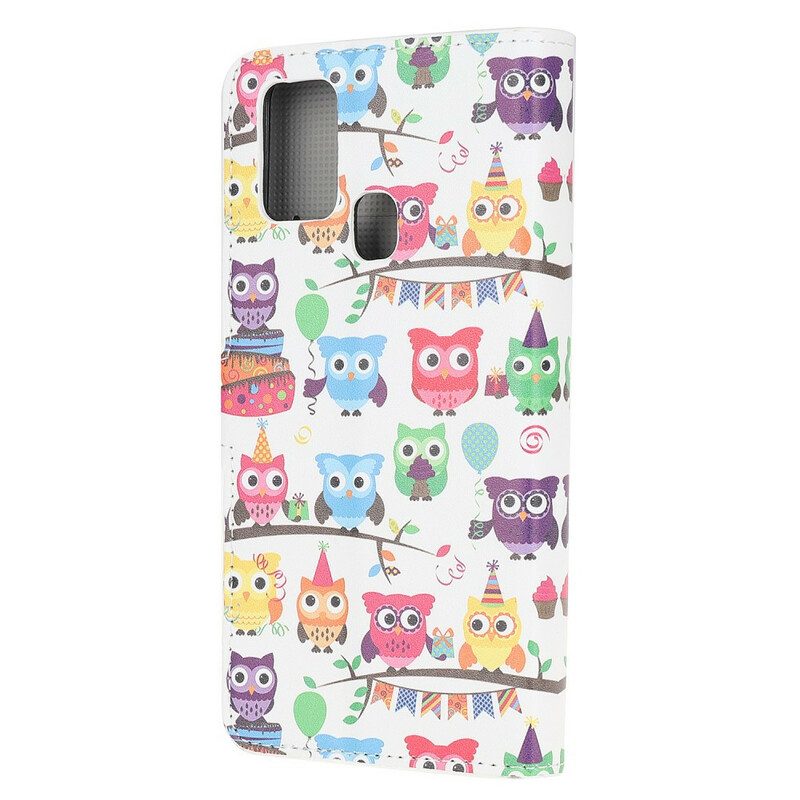 Custodia in pelle OnePlus Nord N10 Gufi Multipli