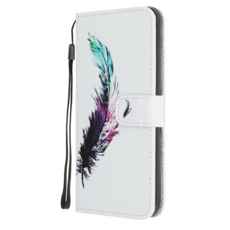 Custodia in pelle OnePlus Nord N10 Piuma Con Cordino
