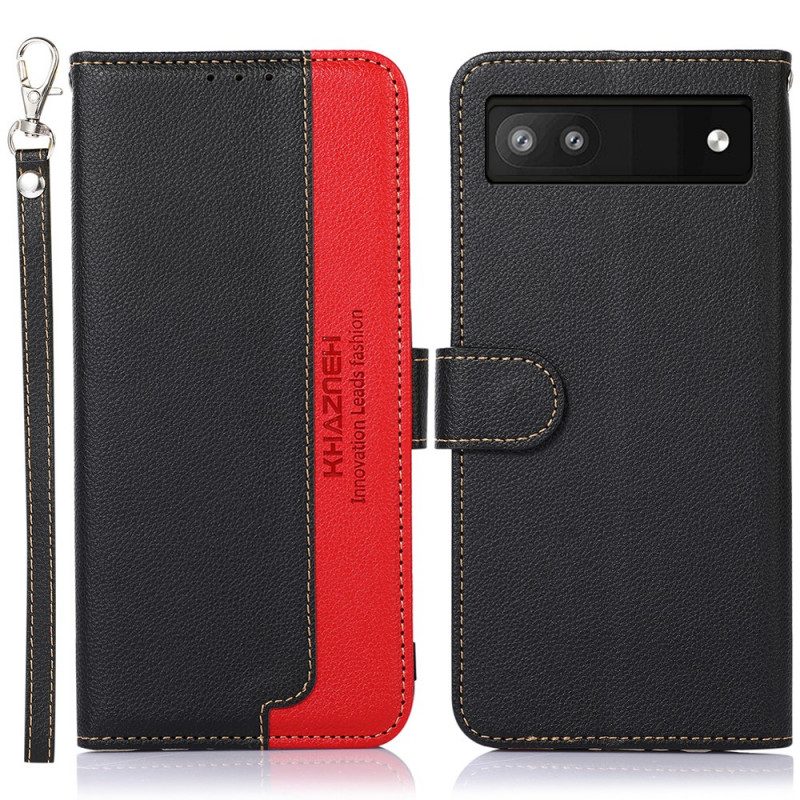 Custodia A Portafoglio Google Pixel 6A Lychee Style Rfid Khazneh