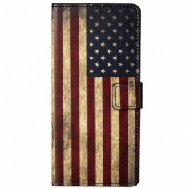 Custodia in pelle Google Pixel 6A Bandiera Americana