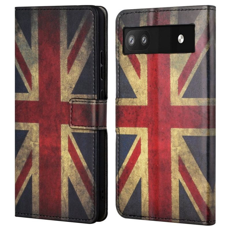 Custodia in pelle Google Pixel 6A Bandiera Inglese