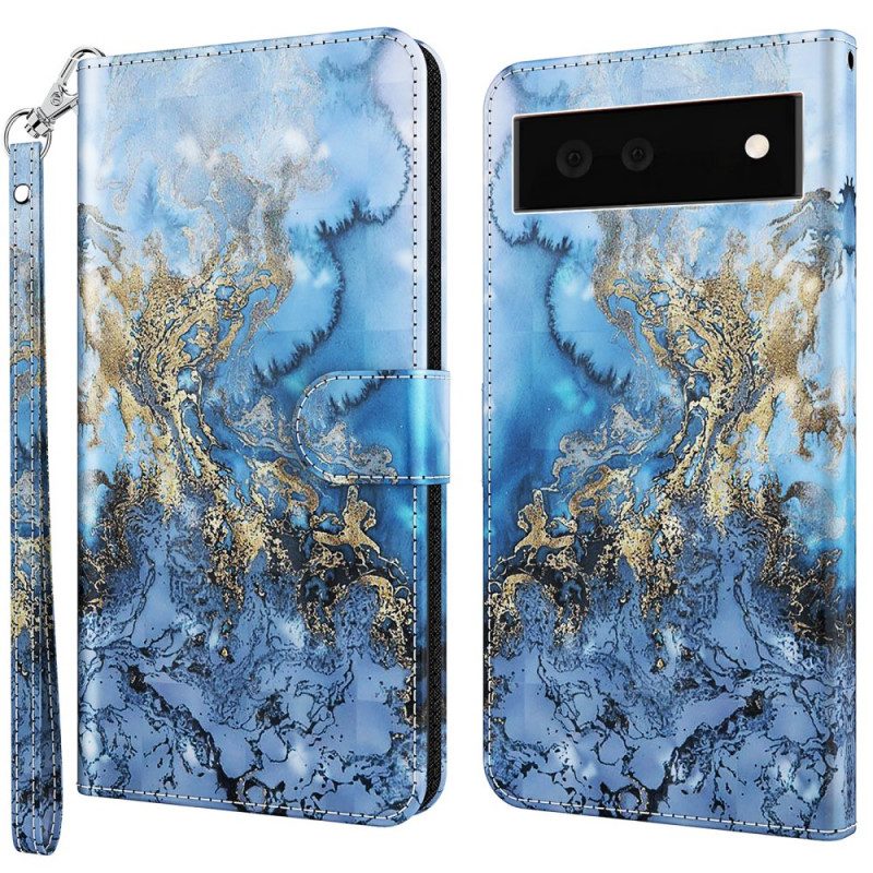 Custodia in pelle Google Pixel 6A Effetto Marmo Rigato