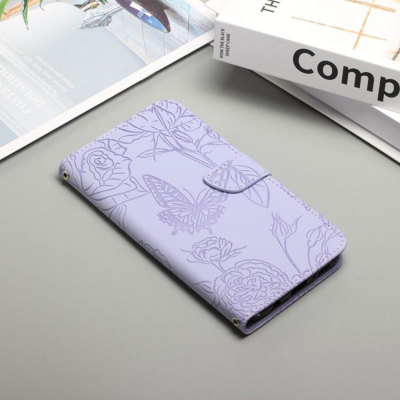 Custodia in pelle Google Pixel 6A Farfalle Perizoma Premium