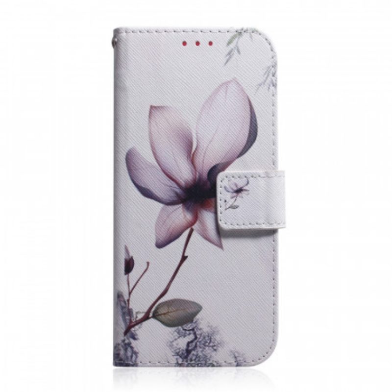 Custodia in pelle Google Pixel 6A Fiore Rosa