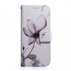 Custodia in pelle Google Pixel 6A Fiore Rosa