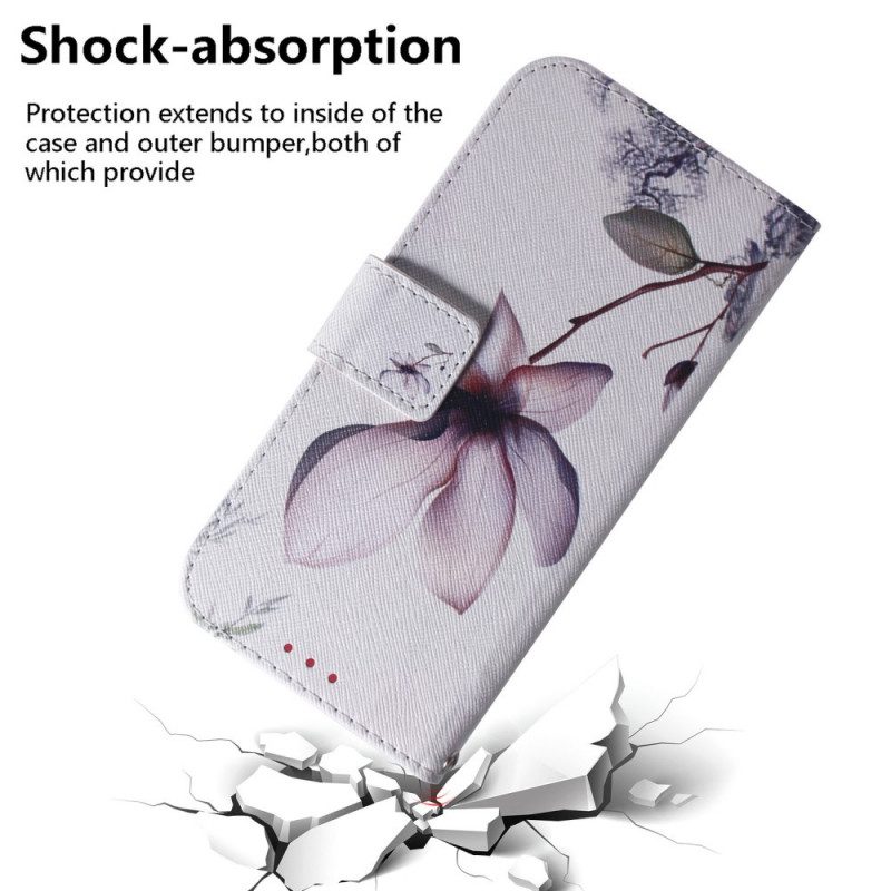 Custodia in pelle Google Pixel 6A Fiore Rosa