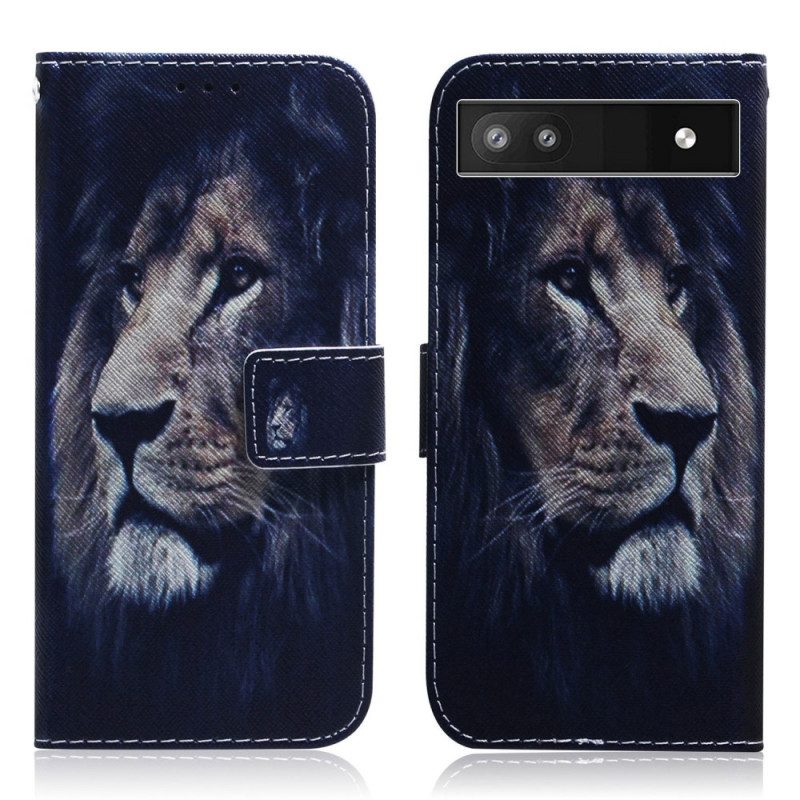 Custodia in pelle Google Pixel 6A Leone Sognante