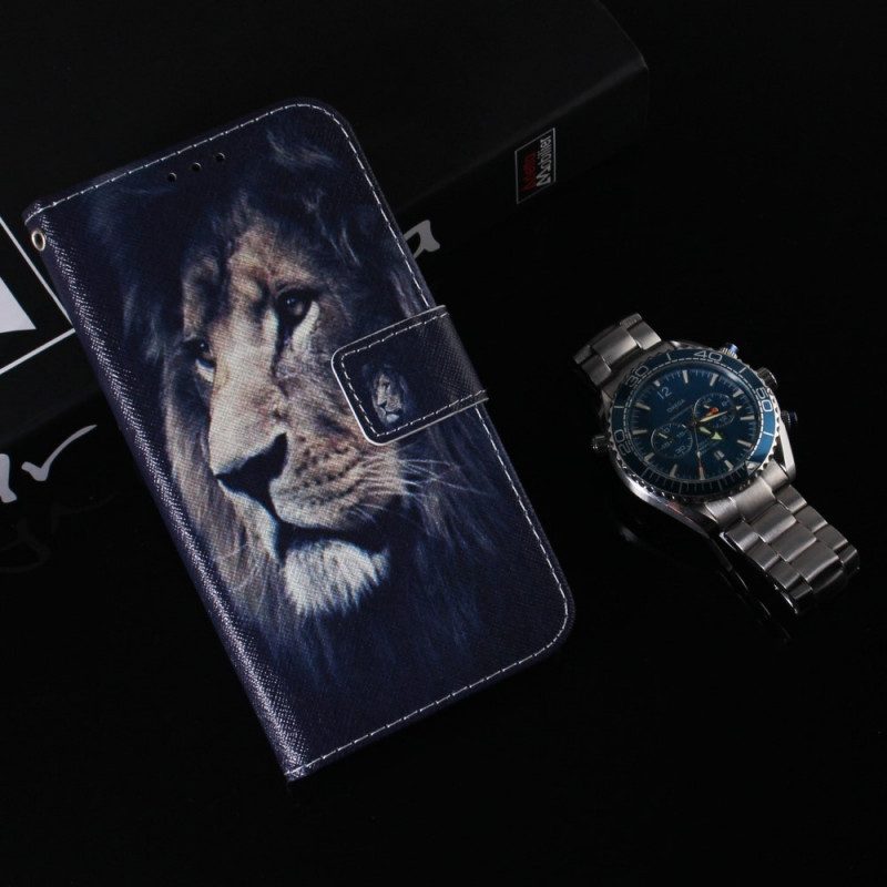 Custodia in pelle Google Pixel 6A Leone Sognante