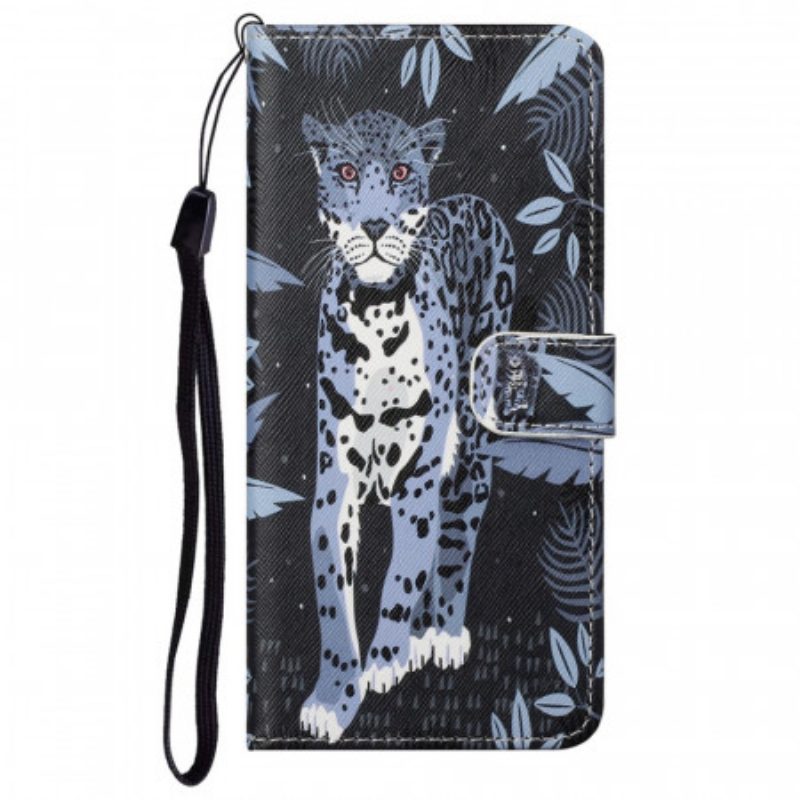 Custodia in pelle Google Pixel 6A Leopardo Con Spalline