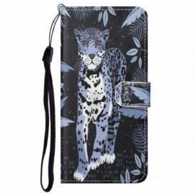 Custodia in pelle Google Pixel 6A Leopardo Con Spalline