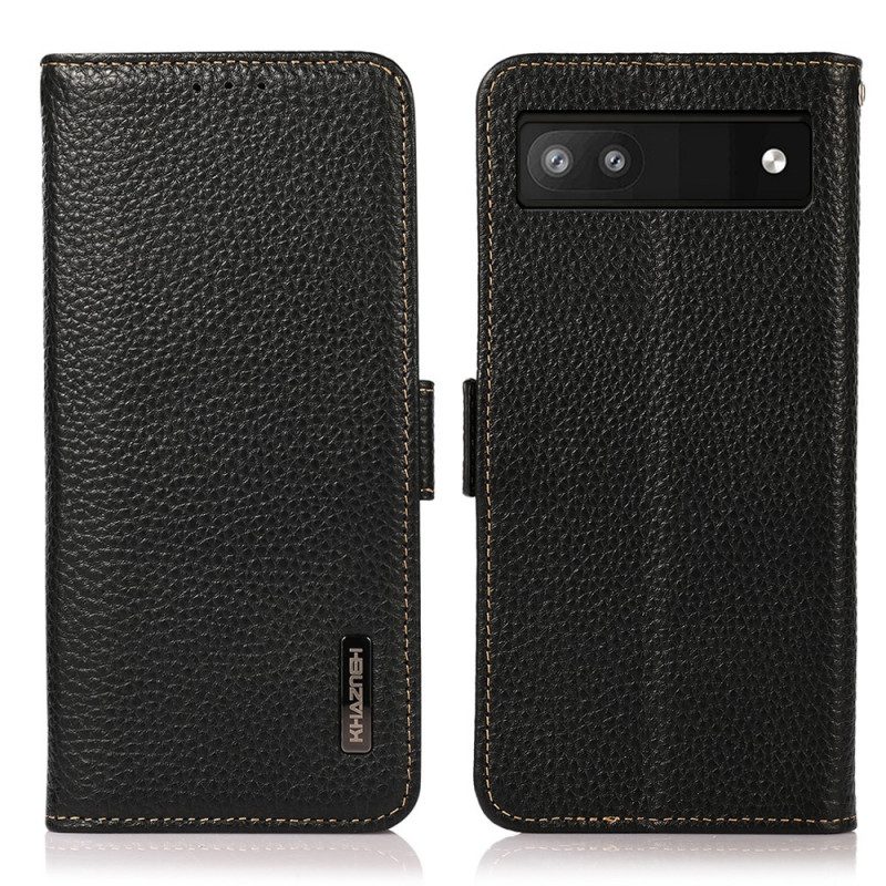 Custodia in pelle Google Pixel 6A Pelle Litchi Khazneh Protezione Rfid