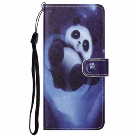 Custodia in pelle Google Pixel 6A Panda Spaziale Con Spalline
