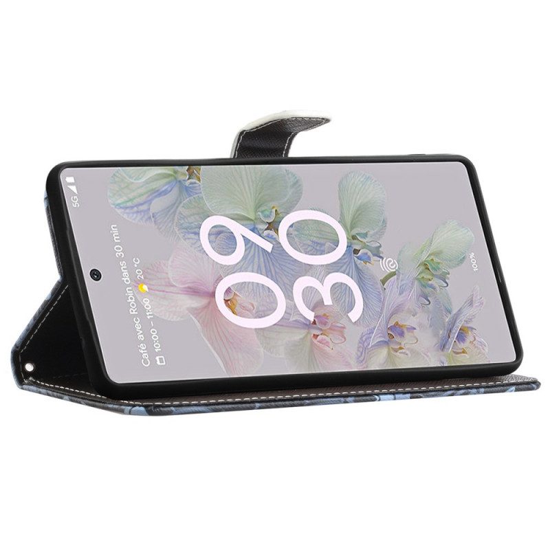 Custodia in pelle Google Pixel 6A Panda Spaziale Con Spalline