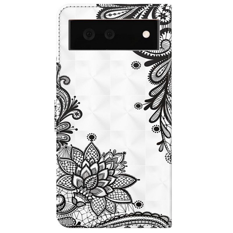 Custodia in pelle Google Pixel 6A Pizzo Con Spalline