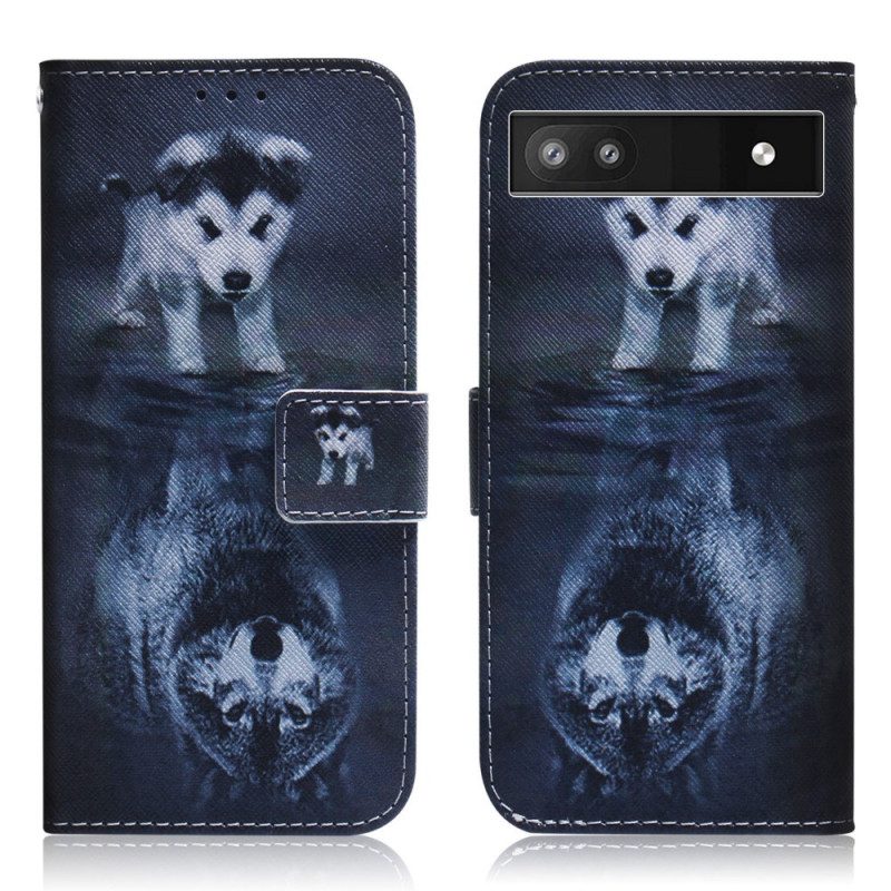 Custodia in pelle Google Pixel 6A Sogno Da Cucciolo