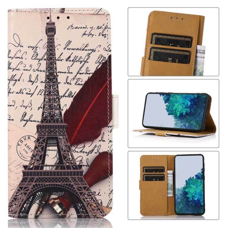 Custodia in pelle Google Pixel 6A Torre Eiffel
