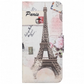 Custodia in pelle Google Pixel 6A Torre Eiffel D'epoca