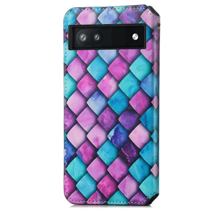 Folio Cover Google Pixel 6A Custodia in pelle Progettazione Caseneo Rfid
