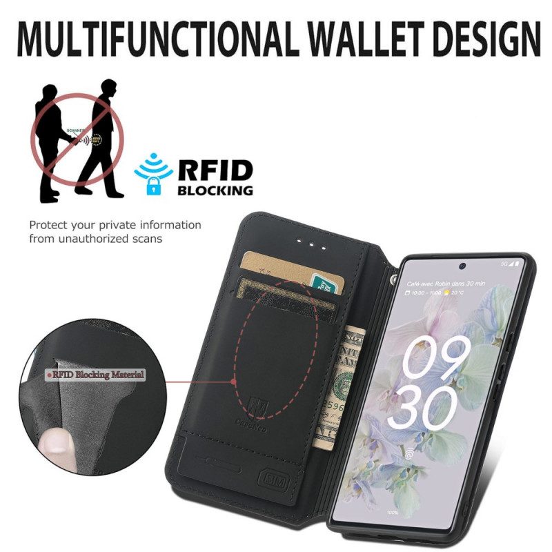 Folio Cover Google Pixel 6A Custodia in pelle Progettazione Caseneo Rfid
