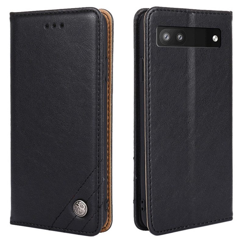Folio Cover Google Pixel 6A Custodia in pelle Rivetto In Pelle Stile