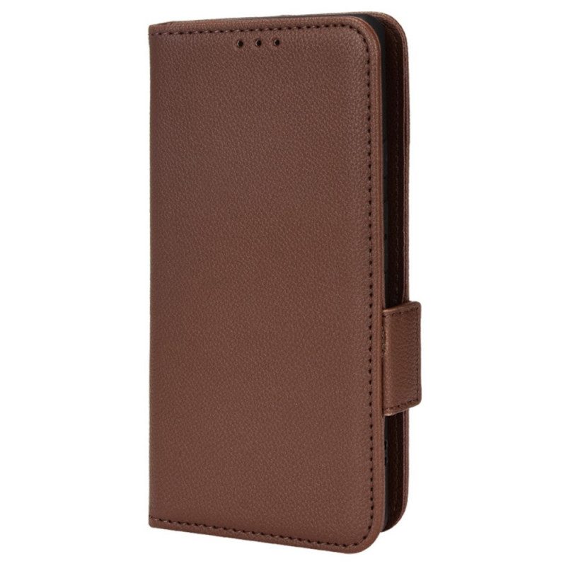 Folio Cover Google Pixel 6A Doppia Chiusura In Pelle Litchi