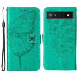 Folio Cover Google Pixel 6A Farfalla Artistica Con Cinturino