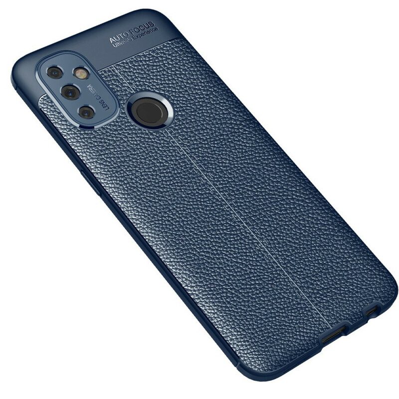 Cover OnePlus Nord N100 Doppia Linea Litchi Effetto Pelle
