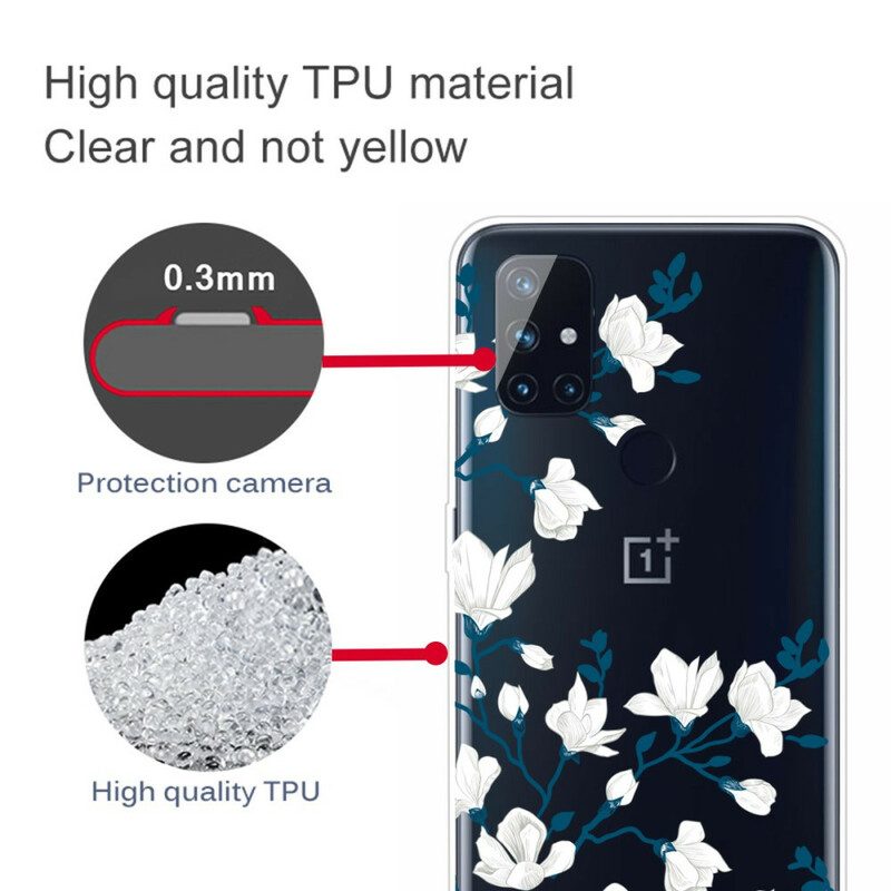 Cover OnePlus Nord N100 Fiori Bianchi