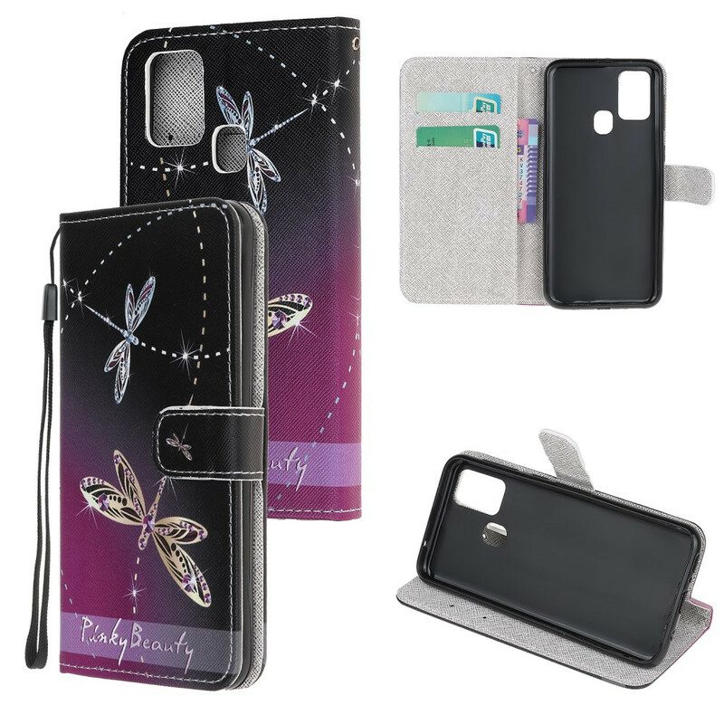 Custodia A Portafoglio OnePlus Nord N100 Libellule Strappy