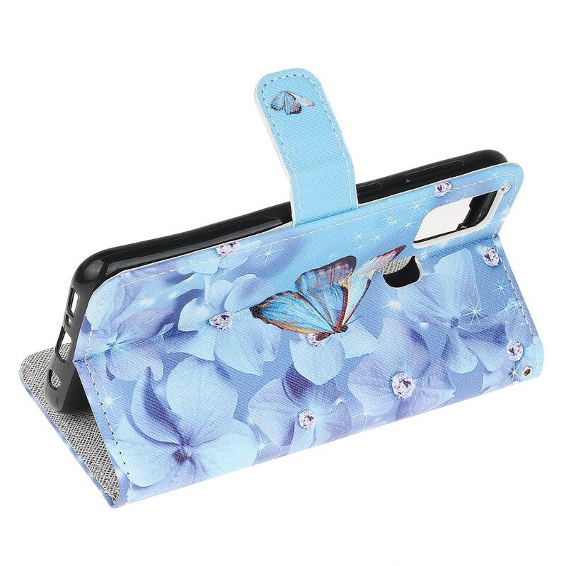Custodia in pelle OnePlus Nord N100 Farfalle Di Diamanti Strappy