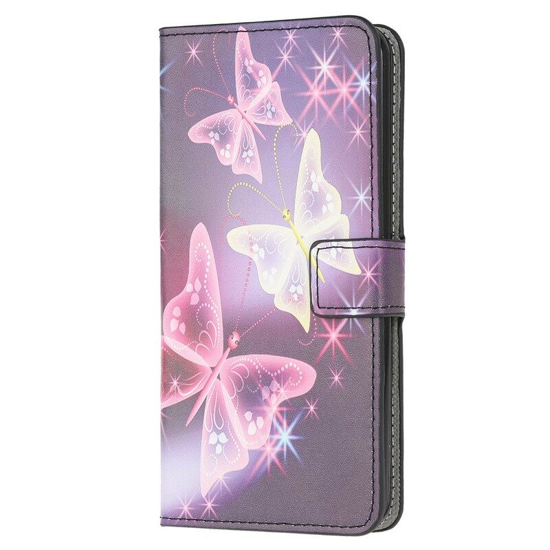 Custodia in pelle OnePlus Nord N100 Farfalle E Fiori