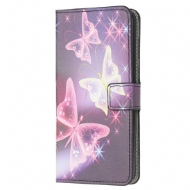 Custodia in pelle OnePlus Nord N100 Farfalle E Fiori