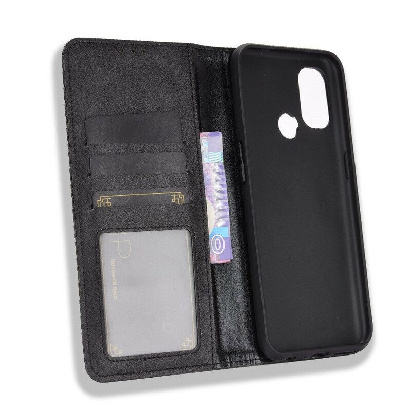Folio Cover OnePlus Nord N100 Custodia in pelle Effetto Pelle Vintage Stilizzato