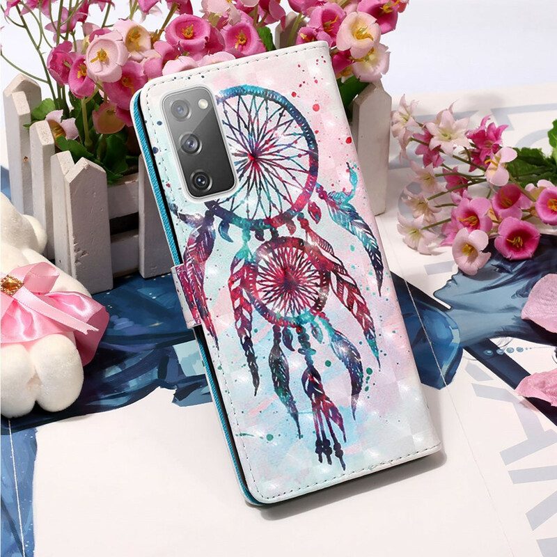 Custodia A Portafoglio Samsung Galaxy S20 FE Acchiappasogni Ad Acquerello