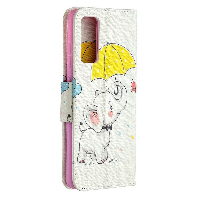 Custodia in pelle Samsung Galaxy S20 FE Cucciolo Di Elefante