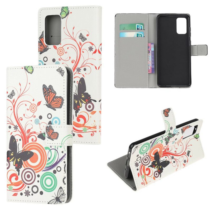 Custodia in pelle Samsung Galaxy S20 FE Farfalle E Fiori