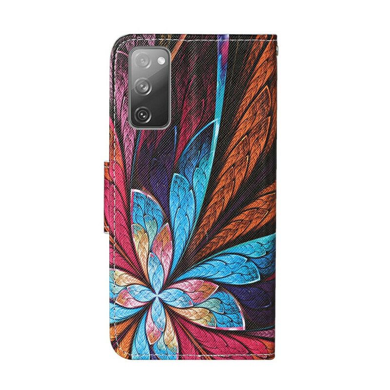 Custodia in pelle Samsung Galaxy S20 FE Fogli Colorati Con Cordino