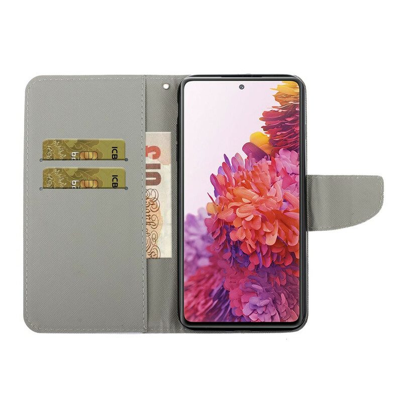 Custodia in pelle Samsung Galaxy S20 FE Fogli Colorati Con Cordino