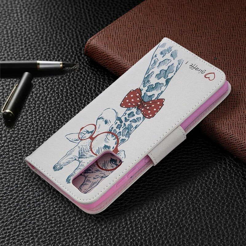 Custodia in pelle Samsung Galaxy S20 FE Giraffa Intelligente