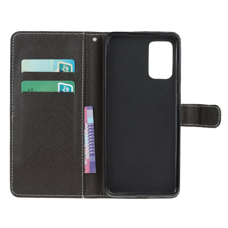 Custodia in pelle Samsung Galaxy S20 FE Lupo In Inverno Con Cordino