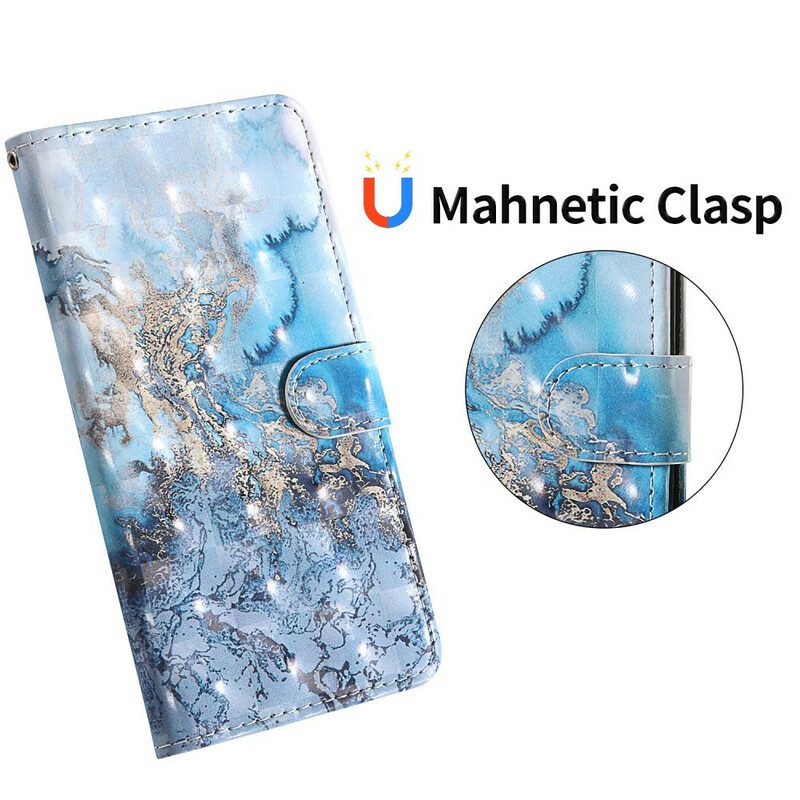 Custodia in pelle Samsung Galaxy S20 FE Punto Luce Design In Marmo Con Cordino