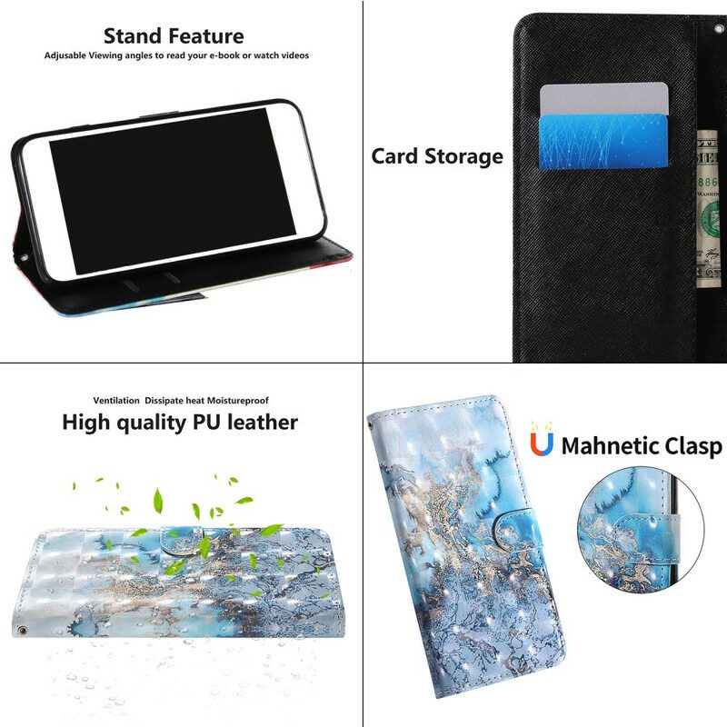 Custodia in pelle Samsung Galaxy S20 FE Punto Luce Design In Marmo Con Cordino
