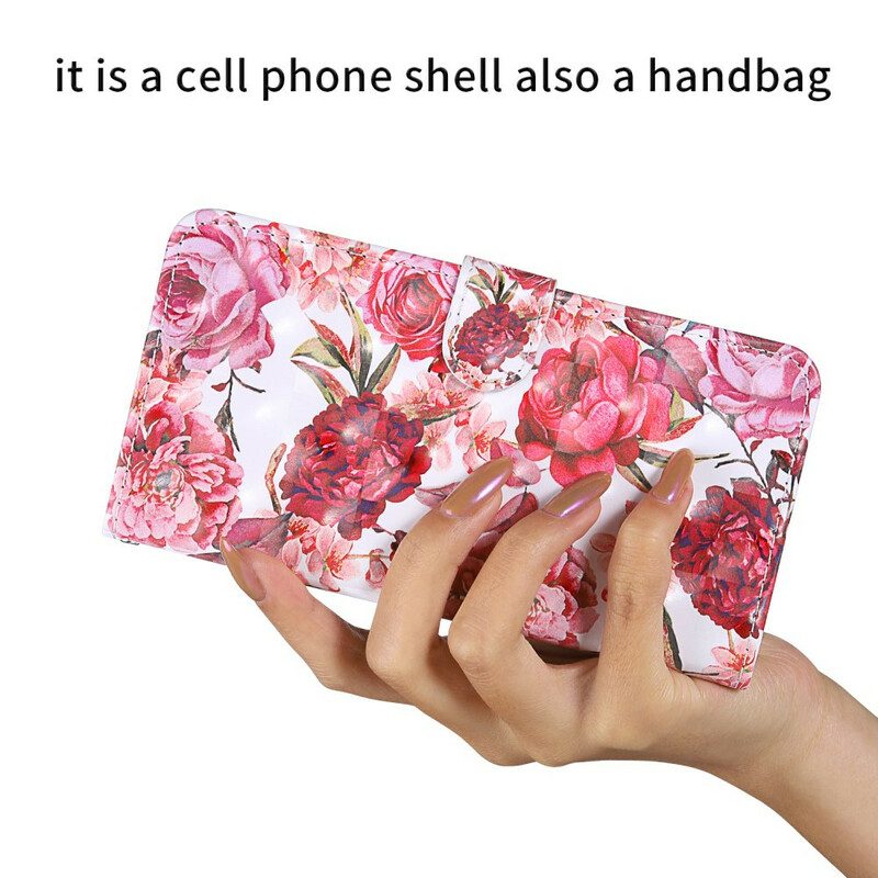 Custodia in pelle Samsung Galaxy S20 FE Punto Luce Rose Con Cordino